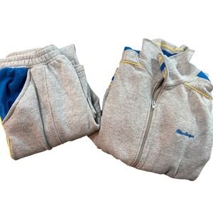 MacGregor Vtg Gym Tracksuit‎ Set Blue Yellow Stripe Full Zip Jacket Pants Large